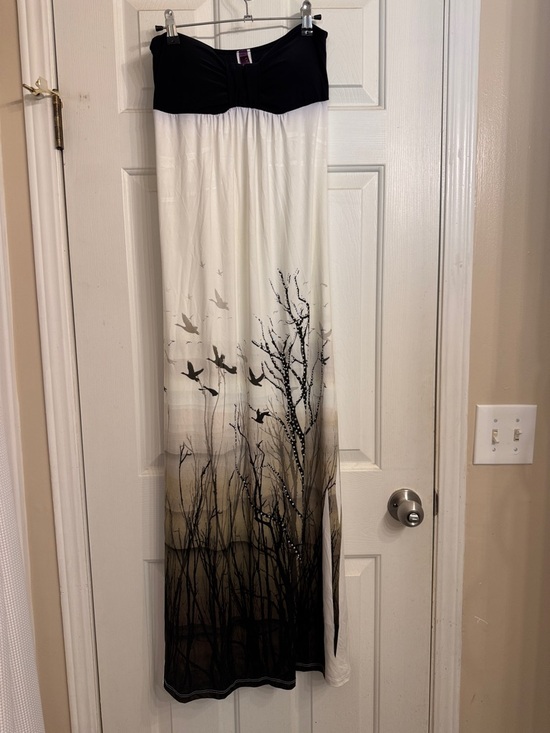 cameo Dresses & Skirts - cameo Black and White Strapless Maxi Dress with Bird & Branch Print